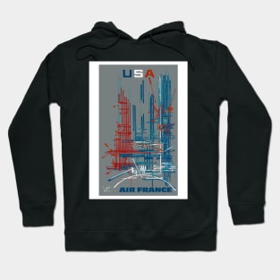 Vintage Travel Poster Air France USA Airline Hoodie